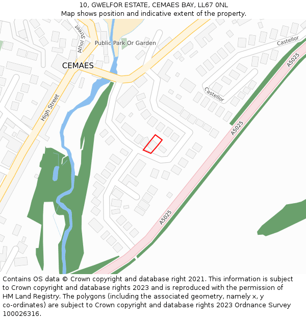 10, GWELFOR ESTATE, CEMAES BAY, LL67 0NL: Location map and indicative extent of plot