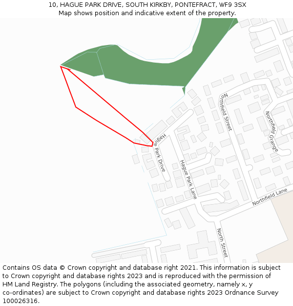 10, HAGUE PARK DRIVE, SOUTH KIRKBY, PONTEFRACT, WF9 3SX: Location map and indicative extent of plot