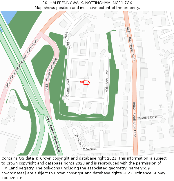 10, HALFPENNY WALK, NOTTINGHAM, NG11 7GX: Location map and indicative extent of plot