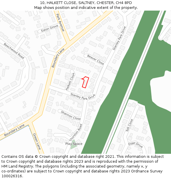 10, HALKETT CLOSE, SALTNEY, CHESTER, CH4 8PD: Location map and indicative extent of plot