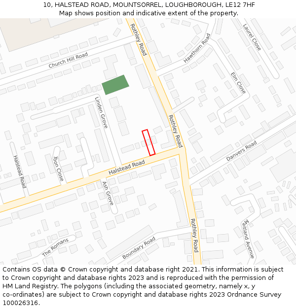 10, HALSTEAD ROAD, MOUNTSORREL, LOUGHBOROUGH, LE12 7HF: Location map and indicative extent of plot