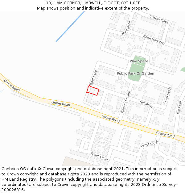 10, HAM CORNER, HARWELL, DIDCOT, OX11 0FT: Location map and indicative extent of plot