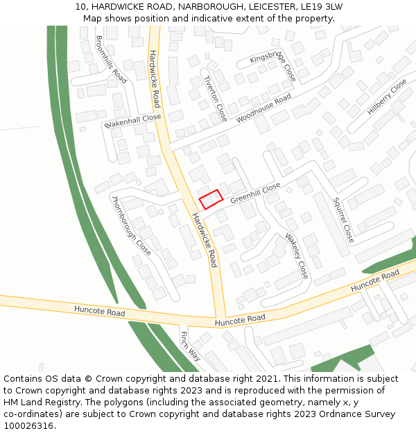 10, HARDWICKE ROAD, NARBOROUGH, LEICESTER, LE19 3LW: Location map and indicative extent of plot