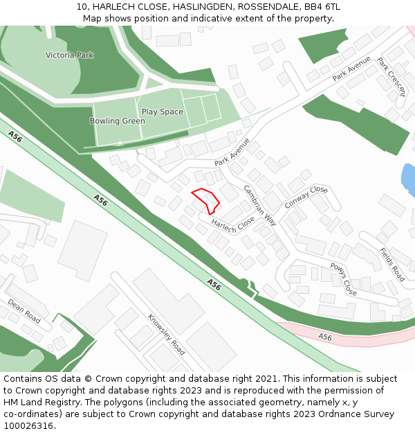 10, HARLECH CLOSE, HASLINGDEN, ROSSENDALE, BB4 6TL: Location map and indicative extent of plot