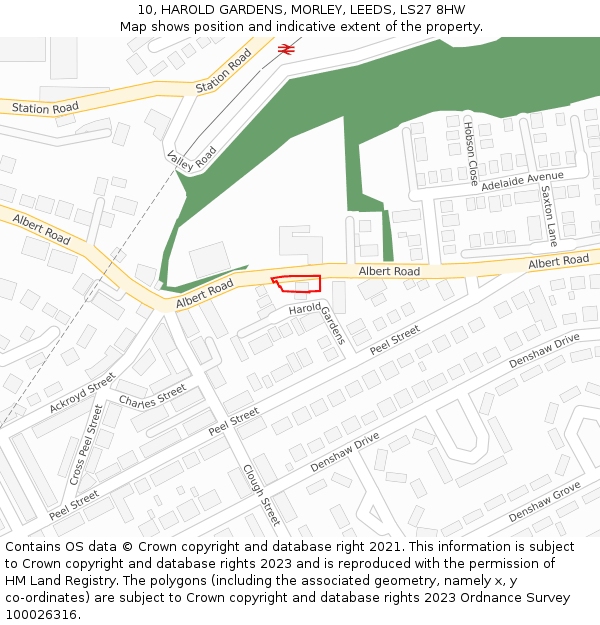 10, HAROLD GARDENS, MORLEY, LEEDS, LS27 8HW: Location map and indicative extent of plot