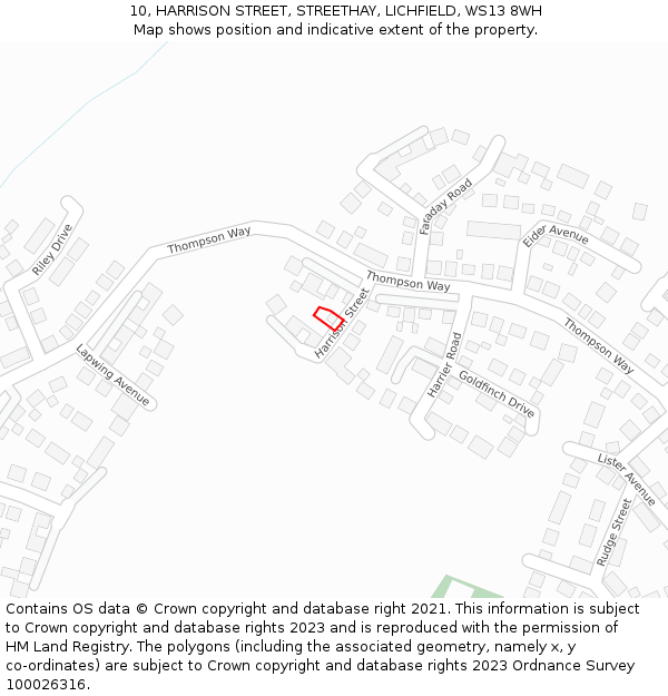 10, HARRISON STREET, STREETHAY, LICHFIELD, WS13 8WH: Location map and indicative extent of plot