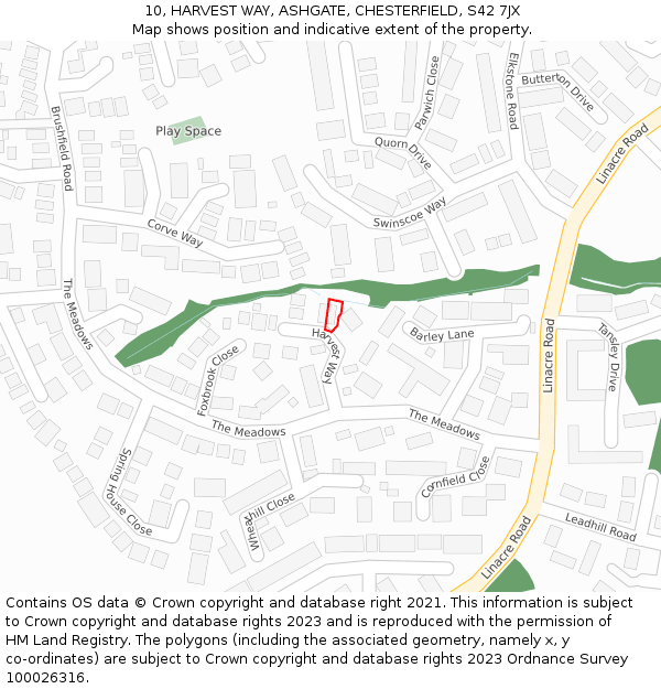 10, HARVEST WAY, ASHGATE, CHESTERFIELD, S42 7JX: Location map and indicative extent of plot
