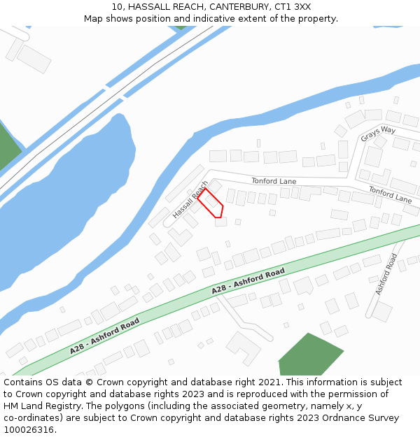 10, HASSALL REACH, CANTERBURY, CT1 3XX: Location map and indicative extent of plot