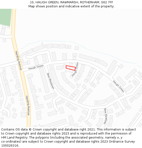10, HAUGH GREEN, RAWMARSH, ROTHERHAM, S62 7FF: Location map and indicative extent of plot