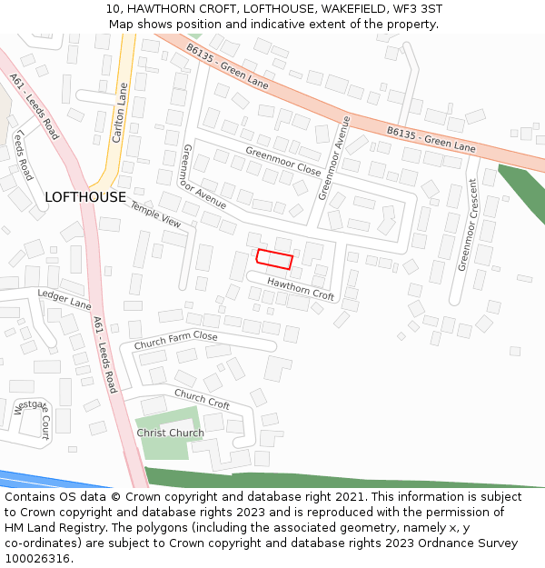 10, HAWTHORN CROFT, LOFTHOUSE, WAKEFIELD, WF3 3ST: Location map and indicative extent of plot