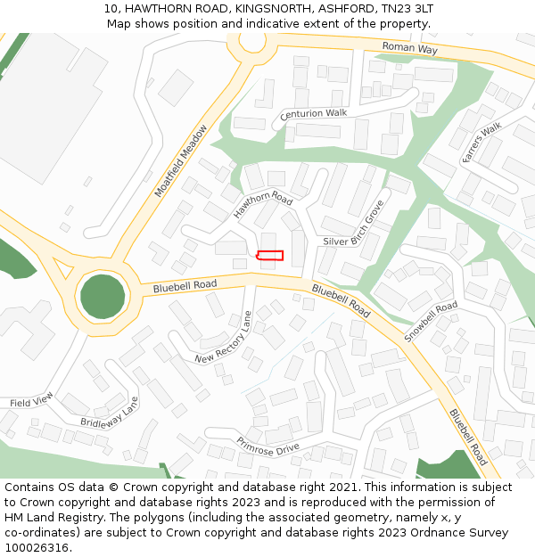 10, HAWTHORN ROAD, KINGSNORTH, ASHFORD, TN23 3LT: Location map and indicative extent of plot