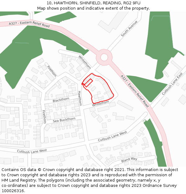 10, HAWTHORN, SHINFIELD, READING, RG2 9FU: Location map and indicative extent of plot
