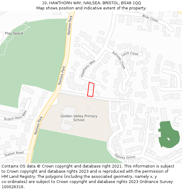 10, HAWTHORN WAY, NAILSEA, BRISTOL, BS48 1QQ: Location map and indicative extent of plot