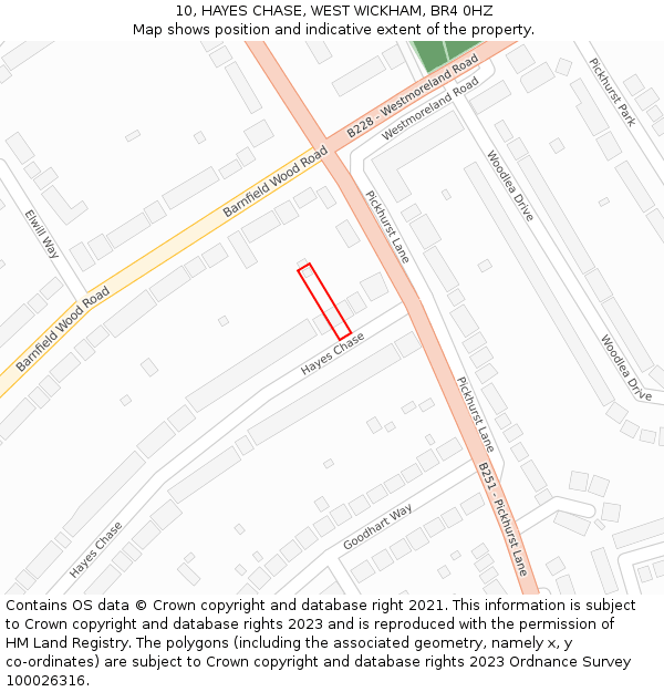 10, HAYES CHASE, WEST WICKHAM, BR4 0HZ: Location map and indicative extent of plot