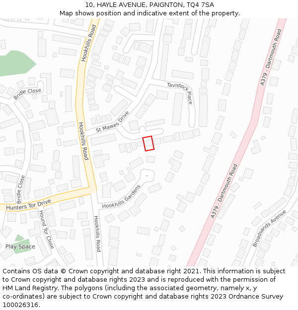 10, HAYLE AVENUE, PAIGNTON, TQ4 7SA: Location map and indicative extent of plot