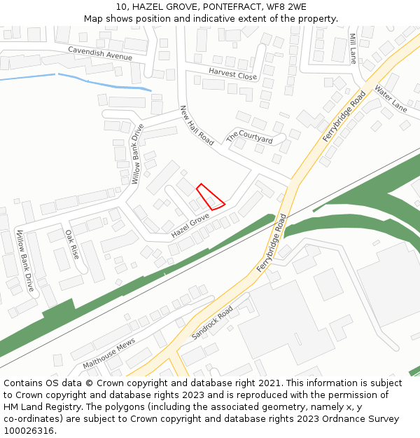 10, HAZEL GROVE, PONTEFRACT, WF8 2WE: Location map and indicative extent of plot