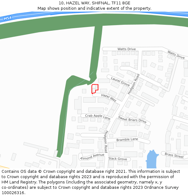 10, HAZEL WAY, SHIFNAL, TF11 8GE: Location map and indicative extent of plot