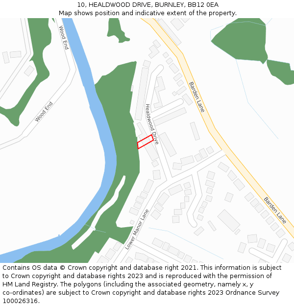 10, HEALDWOOD DRIVE, BURNLEY, BB12 0EA: Location map and indicative extent of plot