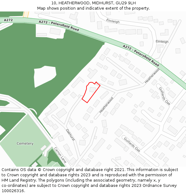 10, HEATHERWOOD, MIDHURST, GU29 9LH: Location map and indicative extent of plot