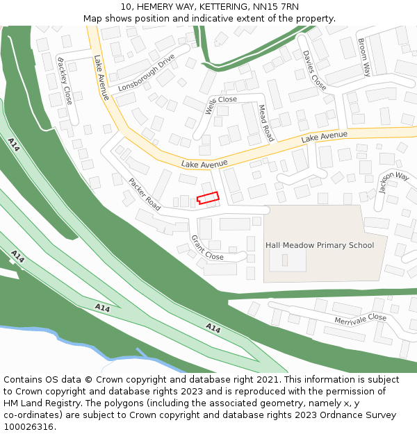 10, HEMERY WAY, KETTERING, NN15 7RN: Location map and indicative extent of plot
