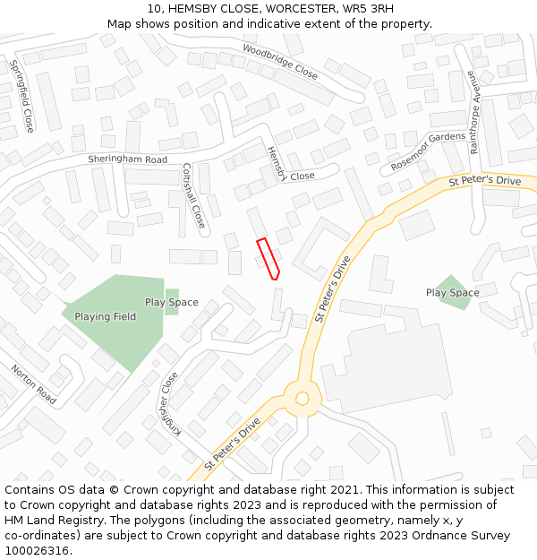10, HEMSBY CLOSE, WORCESTER, WR5 3RH: Location map and indicative extent of plot
