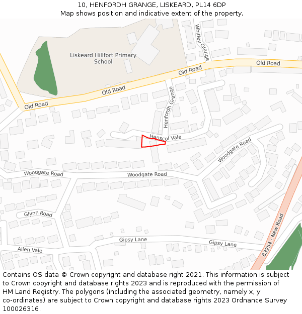 10, HENFORDH GRANGE, LISKEARD, PL14 6DP: Location map and indicative extent of plot