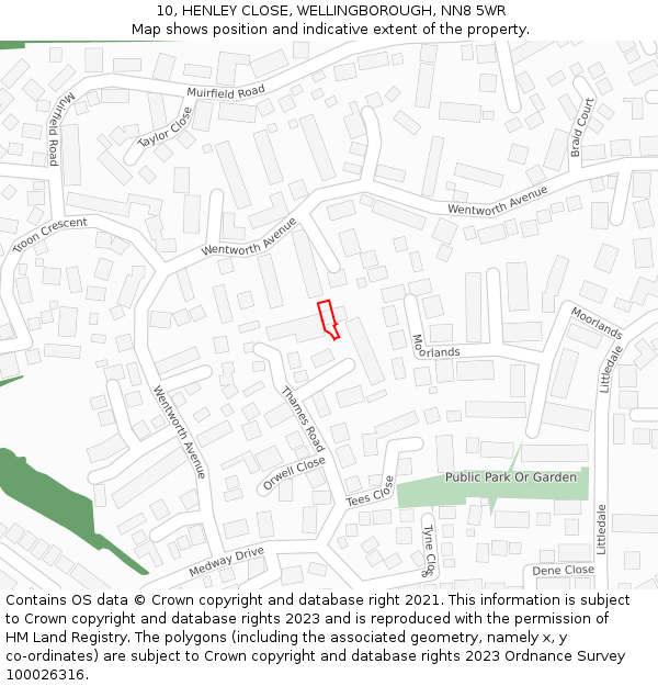 10, HENLEY CLOSE, WELLINGBOROUGH, NN8 5WR: Location map and indicative extent of plot