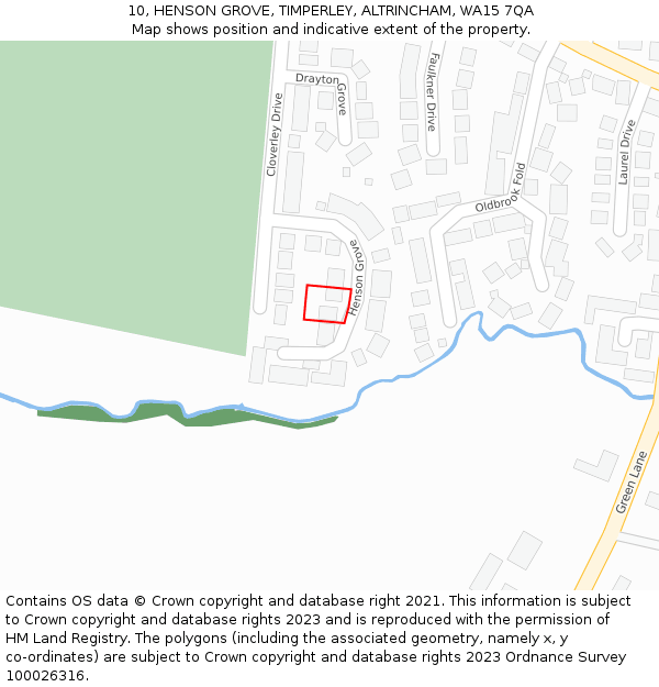 10, HENSON GROVE, TIMPERLEY, ALTRINCHAM, WA15 7QA: Location map and indicative extent of plot