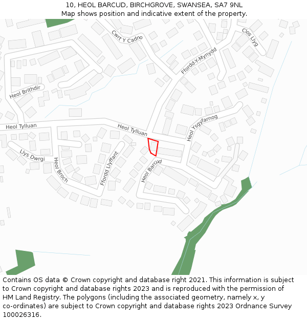 10, HEOL BARCUD, BIRCHGROVE, SWANSEA, SA7 9NL: Location map and indicative extent of plot