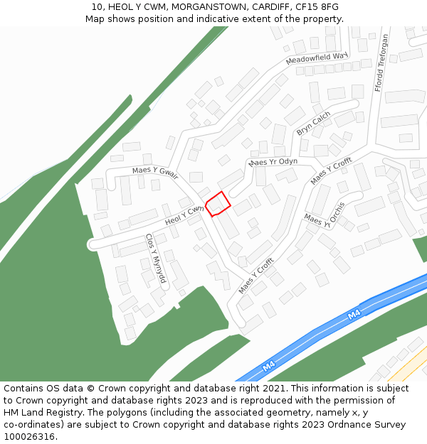 10, HEOL Y CWM, MORGANSTOWN, CARDIFF, CF15 8FG: Location map and indicative extent of plot