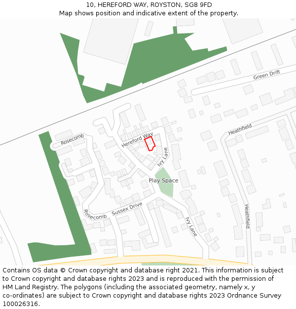 10, HEREFORD WAY, ROYSTON, SG8 9FD: Location map and indicative extent of plot