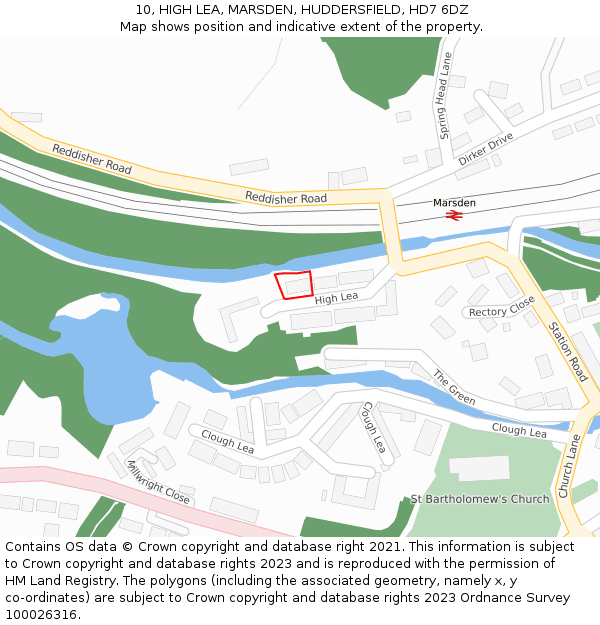 10, HIGH LEA, MARSDEN, HUDDERSFIELD, HD7 6DZ: Location map and indicative extent of plot