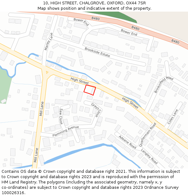 10, HIGH STREET, CHALGROVE, OXFORD, OX44 7SR: Location map and indicative extent of plot
