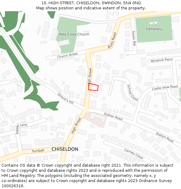 10, HIGH STREET, CHISELDON, SWINDON, SN4 0NQ: Location map and indicative extent of plot