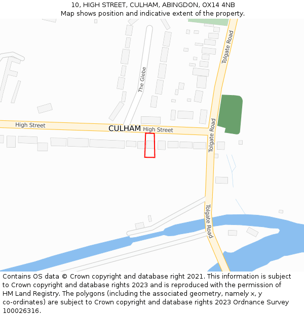 10, HIGH STREET, CULHAM, ABINGDON, OX14 4NB: Location map and indicative extent of plot