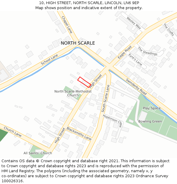 10, HIGH STREET, NORTH SCARLE, LINCOLN, LN6 9EP: Location map and indicative extent of plot