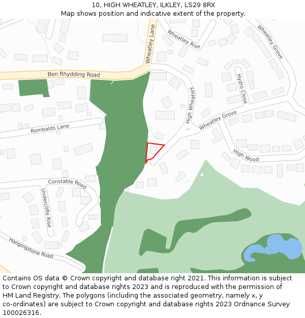 10, HIGH WHEATLEY, ILKLEY, LS29 8RX: Location map and indicative extent of plot