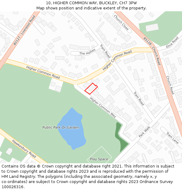 10, HIGHER COMMON WAY, BUCKLEY, CH7 3PW: Location map and indicative extent of plot