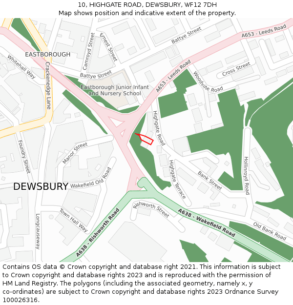 10, HIGHGATE ROAD, DEWSBURY, WF12 7DH: Location map and indicative extent of plot