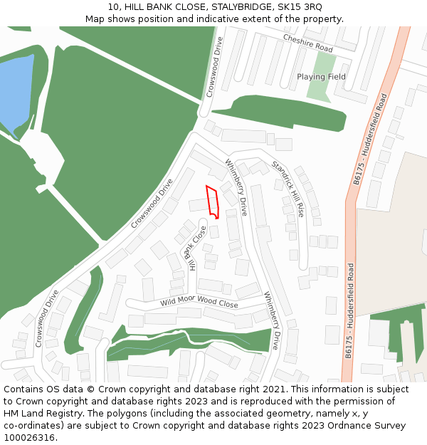 10, HILL BANK CLOSE, STALYBRIDGE, SK15 3RQ: Location map and indicative extent of plot