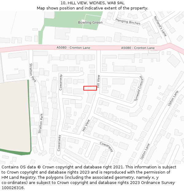 10, HILL VIEW, WIDNES, WA8 9AL: Location map and indicative extent of plot