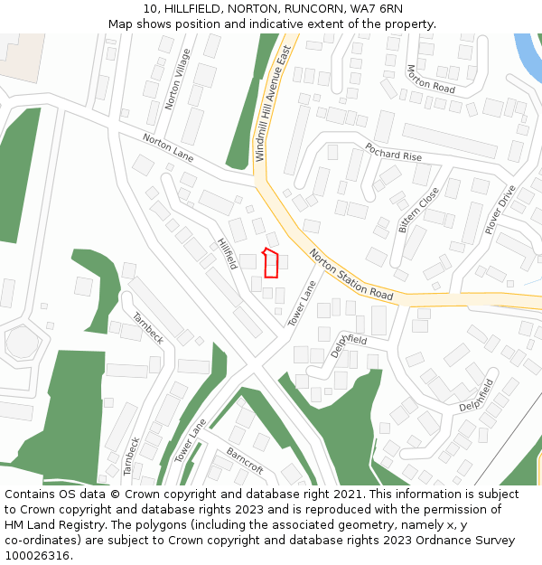 10, HILLFIELD, NORTON, RUNCORN, WA7 6RN: Location map and indicative extent of plot