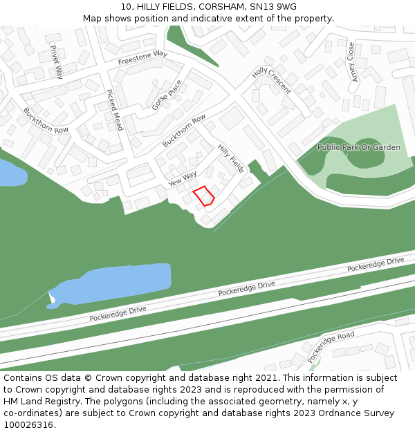 10, HILLY FIELDS, CORSHAM, SN13 9WG: Location map and indicative extent of plot