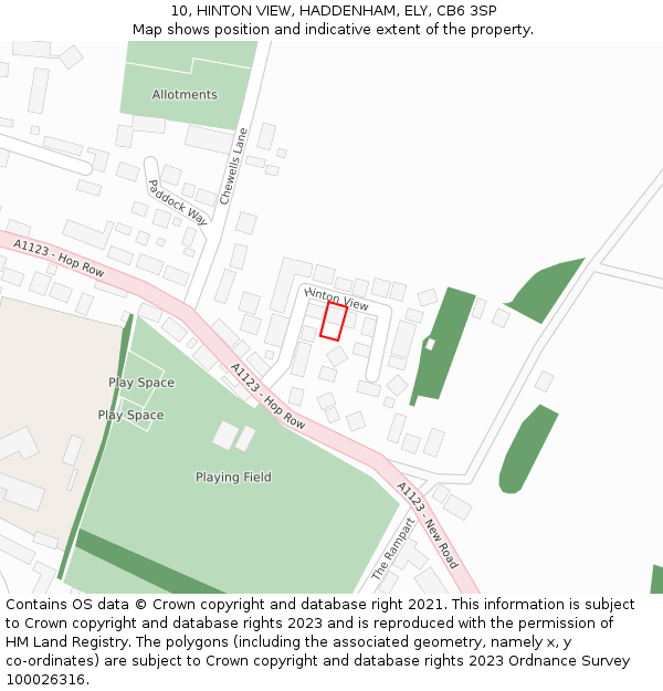 10, HINTON VIEW, HADDENHAM, ELY, CB6 3SP: Location map and indicative extent of plot