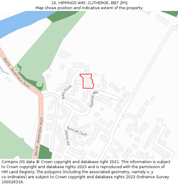 10, HIPPINGS WAY, CLITHEROE, BB7 2PQ: Location map and indicative extent of plot