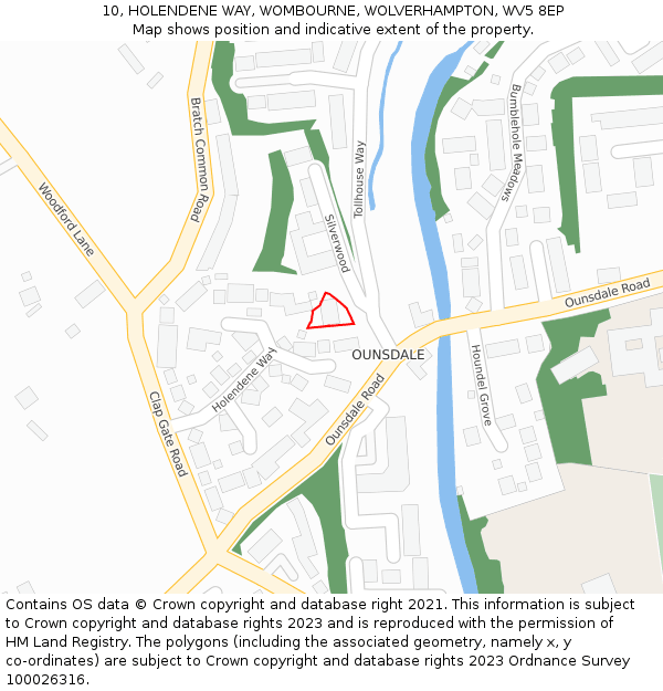 10, HOLENDENE WAY, WOMBOURNE, WOLVERHAMPTON, WV5 8EP: Location map and indicative extent of plot