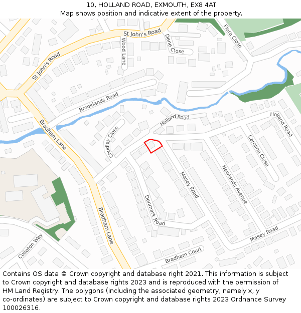10, HOLLAND ROAD, EXMOUTH, EX8 4AT: Location map and indicative extent of plot