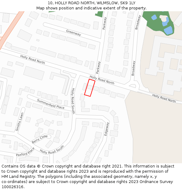 10, HOLLY ROAD NORTH, WILMSLOW, SK9 1LY: Location map and indicative extent of plot