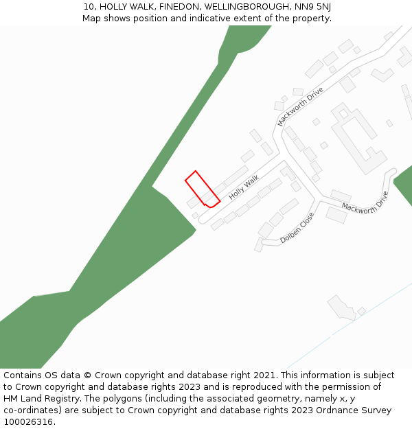 10, HOLLY WALK, FINEDON, WELLINGBOROUGH, NN9 5NJ: Location map and indicative extent of plot