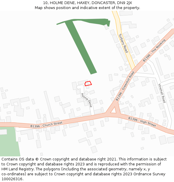 10, HOLME DENE, HAXEY, DONCASTER, DN9 2JX: Location map and indicative extent of plot